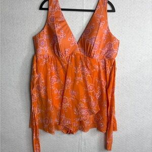 Cacique Swimsuit Orange and Purple Asymmetrical